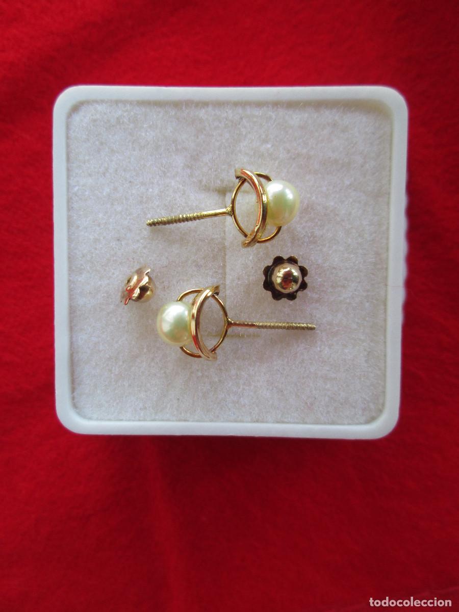 Joyeria: PENDIENTES DE ORO DE 18 KLTS. CON PERLA - CIERRE DE ROSCA - SIN ESTRENAR - Foto 2