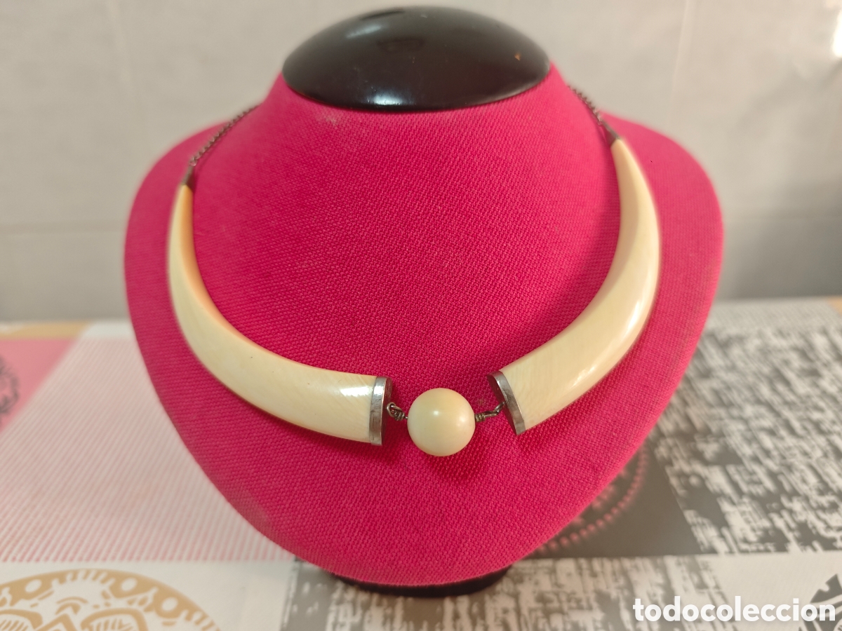 Joyeria: GARGANTILLA ANTIGUA PLATA Y MARFIL - Foto 2