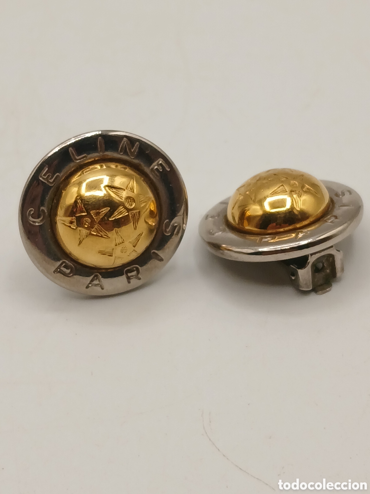Joyeria: Celine Par&iacute;s. Pendientes metal dorado y plateado. Made in Italy 1989's
