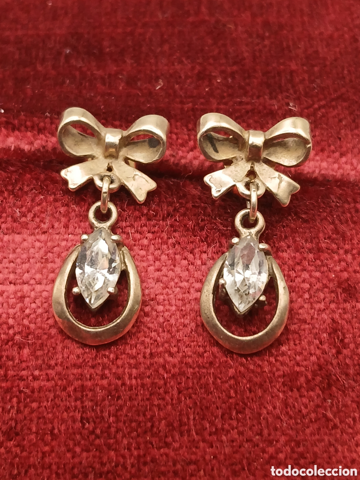 Joyeria: Pendientes articulados plata 925mls chapado oro y pedrer&iacute;a
