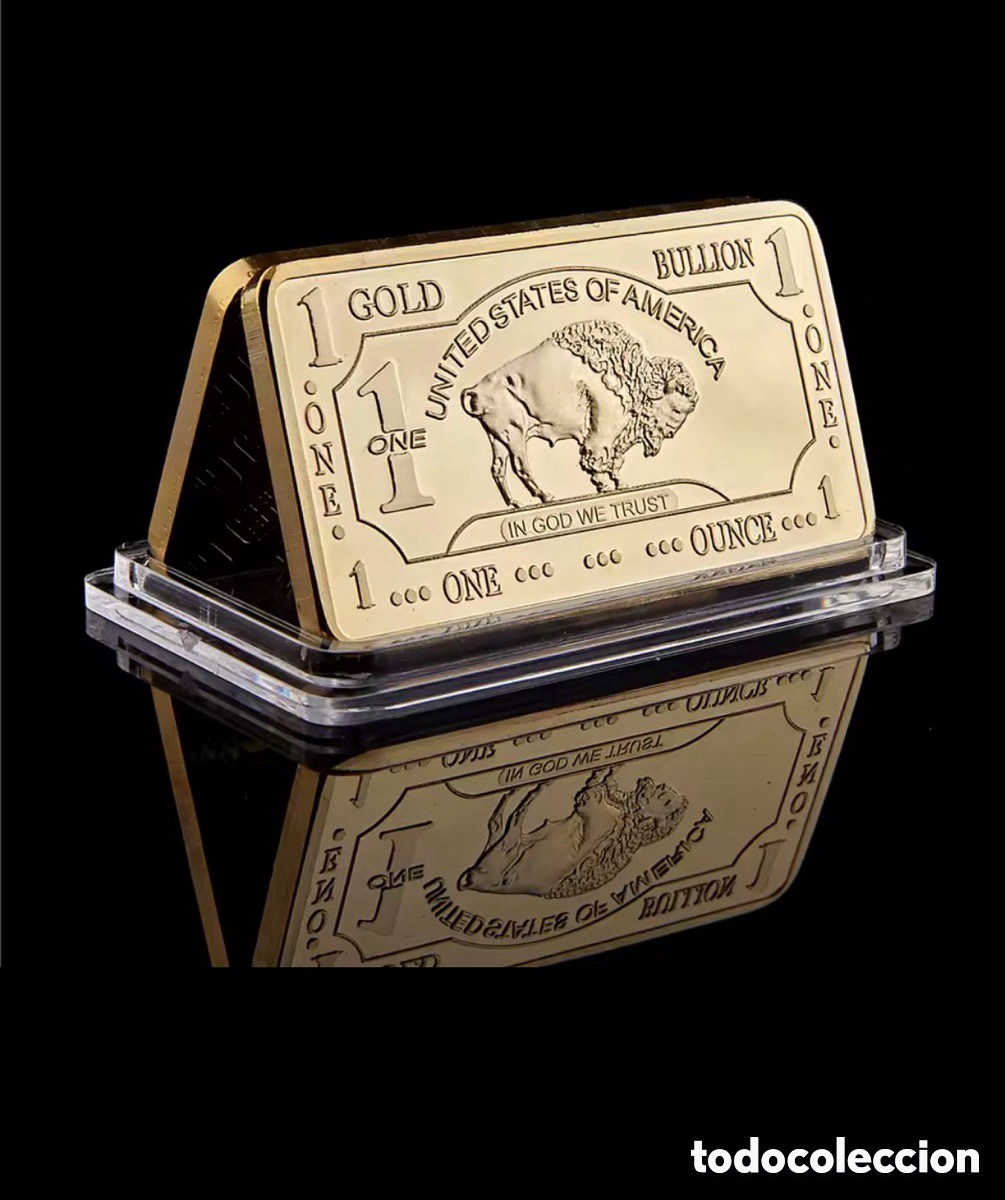 Schmuck: Lingote oro laminado 24k 999 EEUU buffalo Estados Unidos de Am&eacute;rica