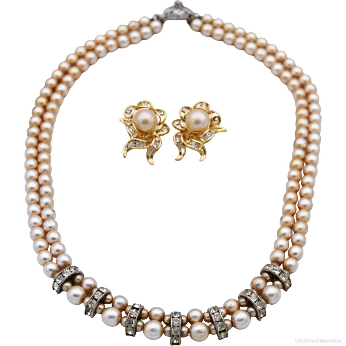 Joaillerie: Collar y pendientes dorados