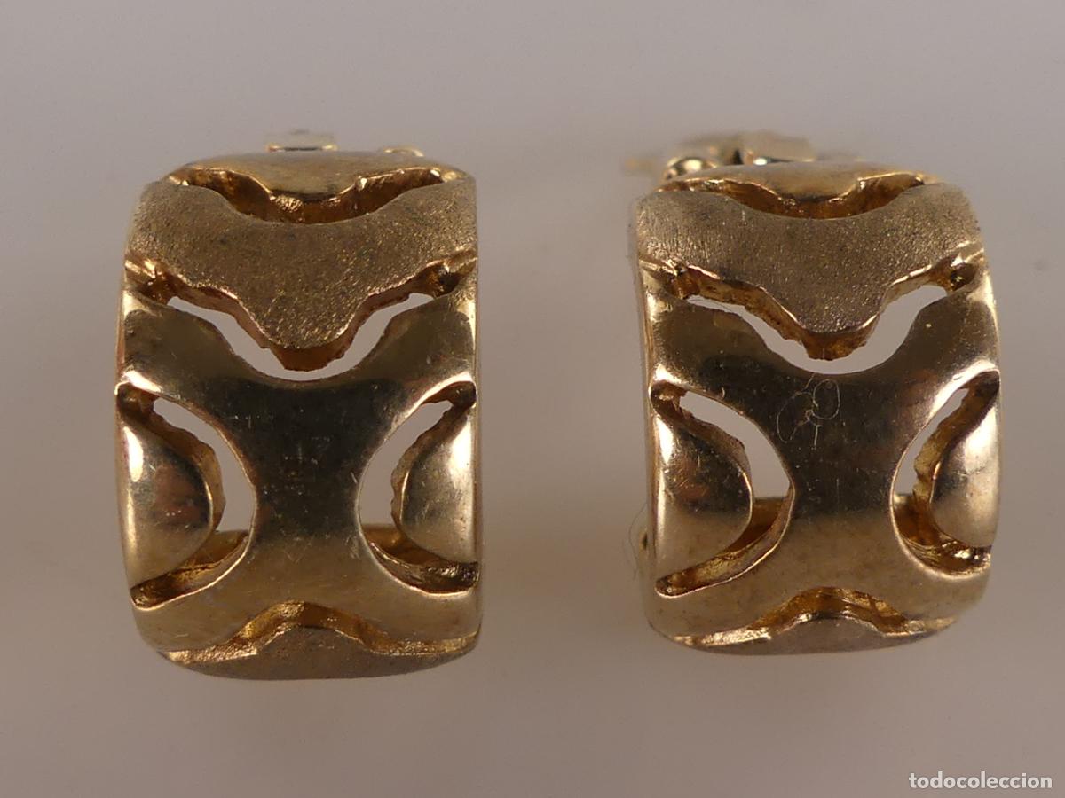 Schmuck: Pendientes de Metal Dorado Modernista