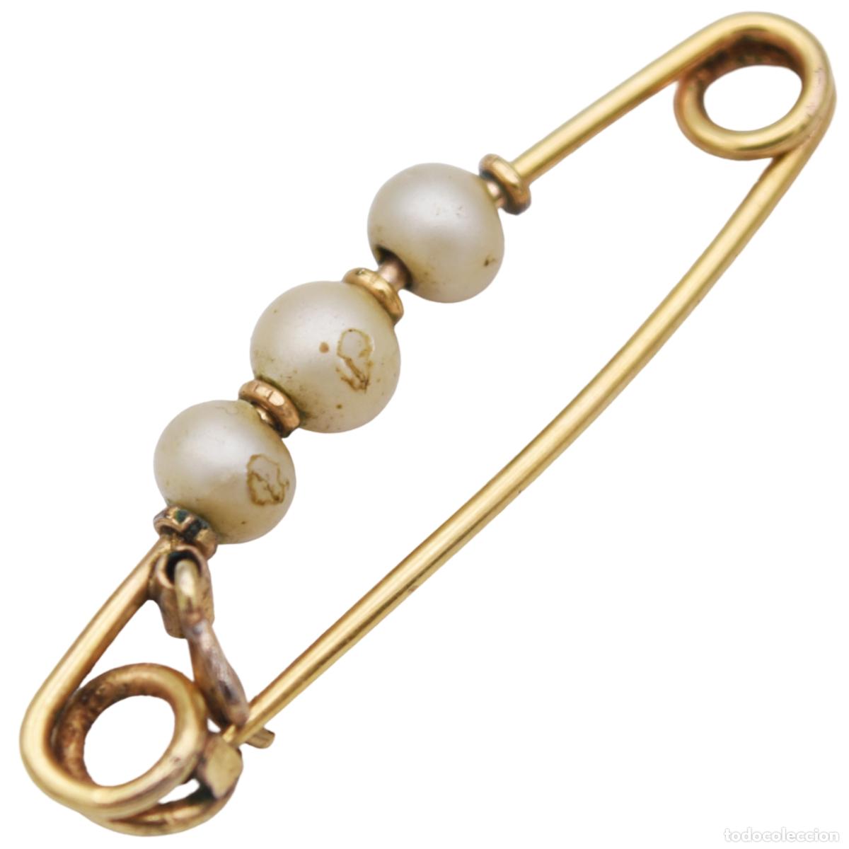 Joyeria: Broche antiguo ba&ntilde;ado en oro - Foto 2