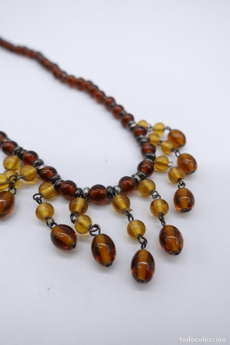 Joyeria: COLLAR VINTAGE CUENTAS TIPO &Aacute;MBAR COLOR MIEL Y MARR&Oacute;N EFECTO ART DEC&Oacute;