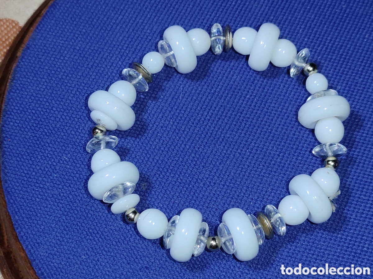 Joyeria: Pulsera de opalina blanca y cristal de roca.Vintage. - Foto 2