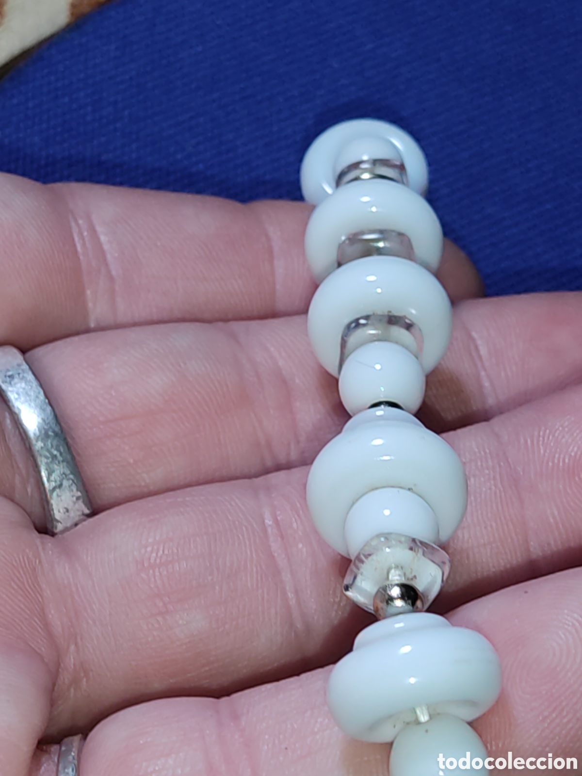 Joyeria: Pulsera de opalina blanca y cristal de roca.Vintage. - Foto 3