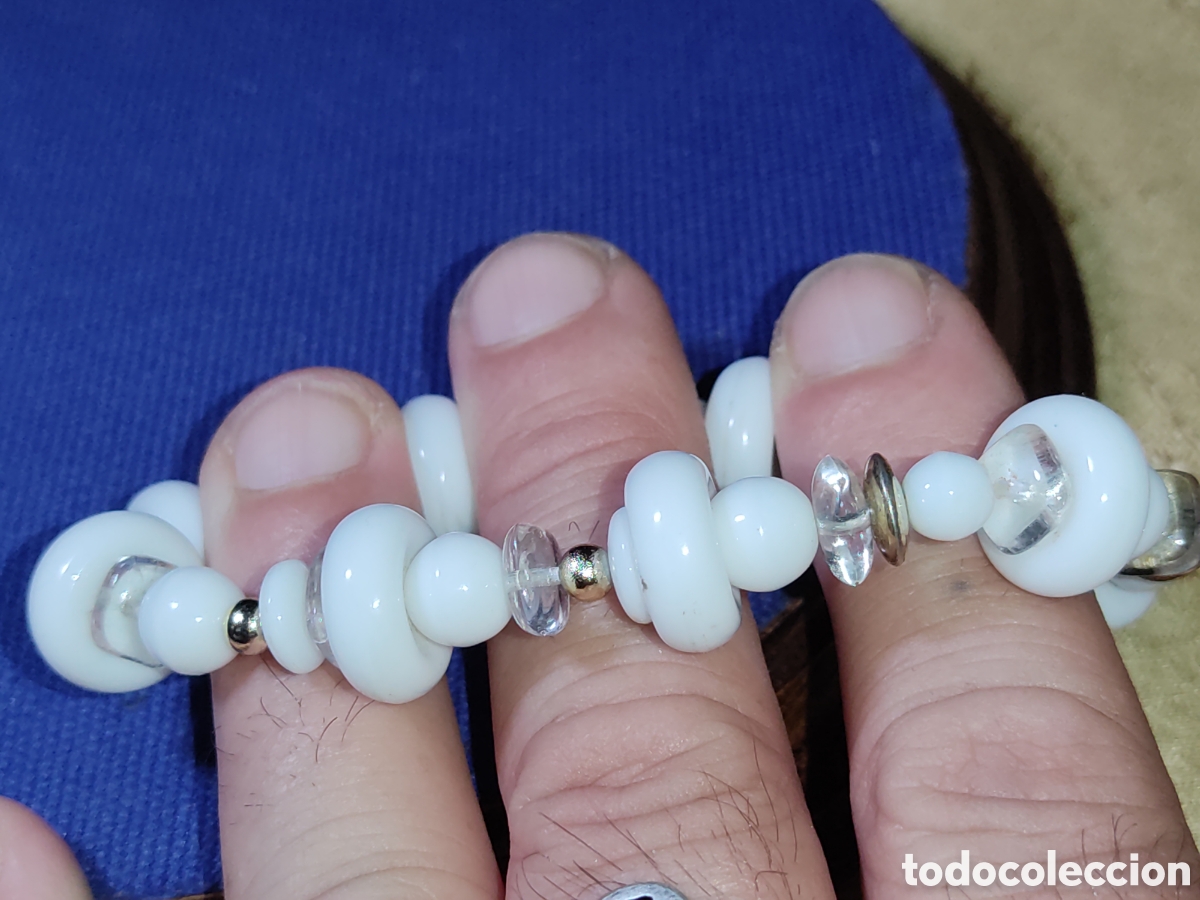 Joyeria: Pulsera de opalina blanca y cristal de roca.Vintage. - Foto 4