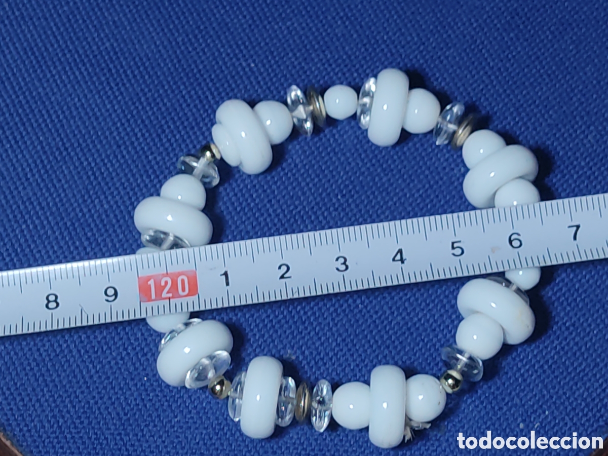 Joyeria: Pulsera de opalina blanca y cristal de roca.Vintage. - Foto 5