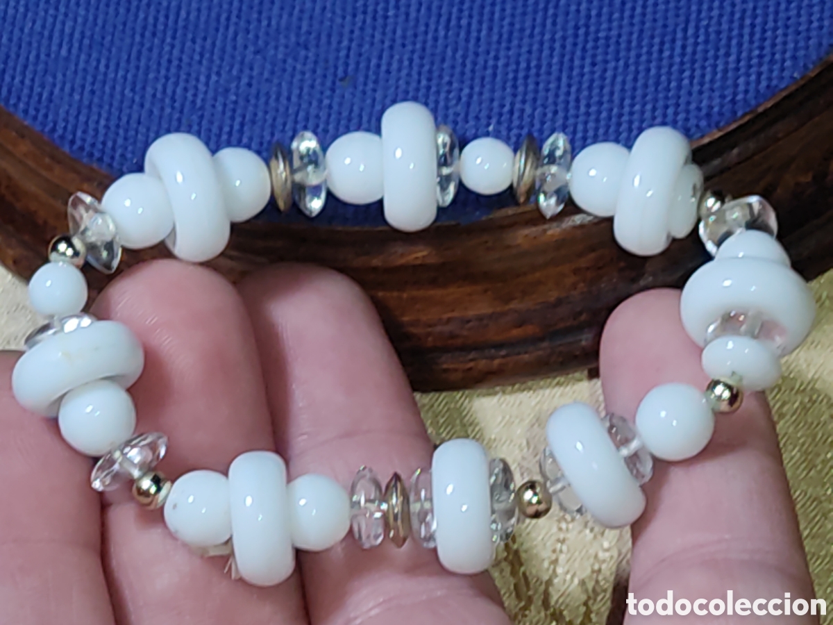 Joyeria: Pulsera de opalina blanca y cristal de roca.Vintage. - Foto 6