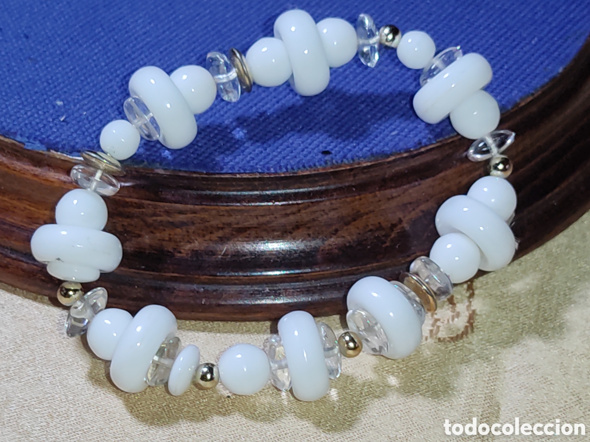 Joyeria: Pulsera de opalina blanca y cristal de roca.Vintage. - Foto 7