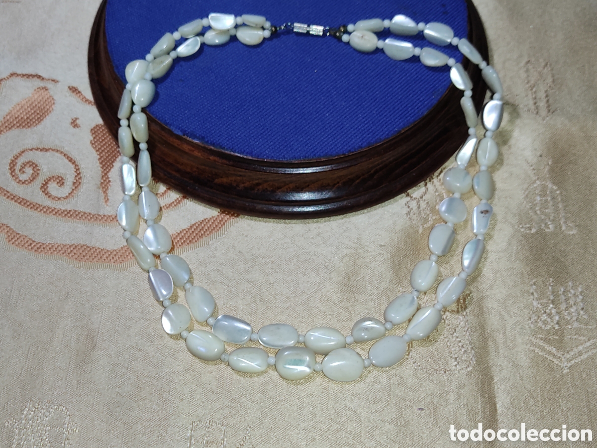 Joyeria: Collar de n&aacute;car & Madre Perla 2 hilos.A&ntilde;os 60.
