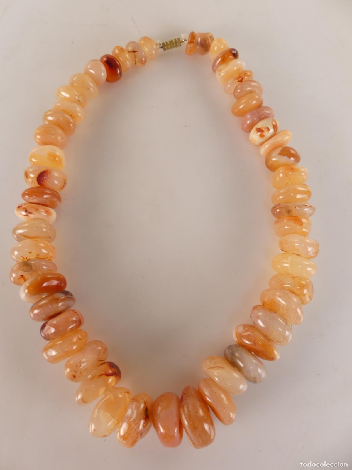 Joaillerie: Collar Cuentas Piedras Color Maron-Beige