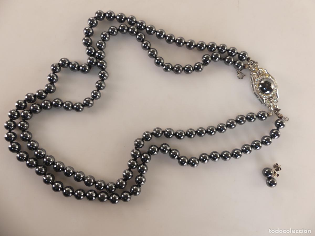 Schmuck: Collar y Pendientes Cuentas Gris
