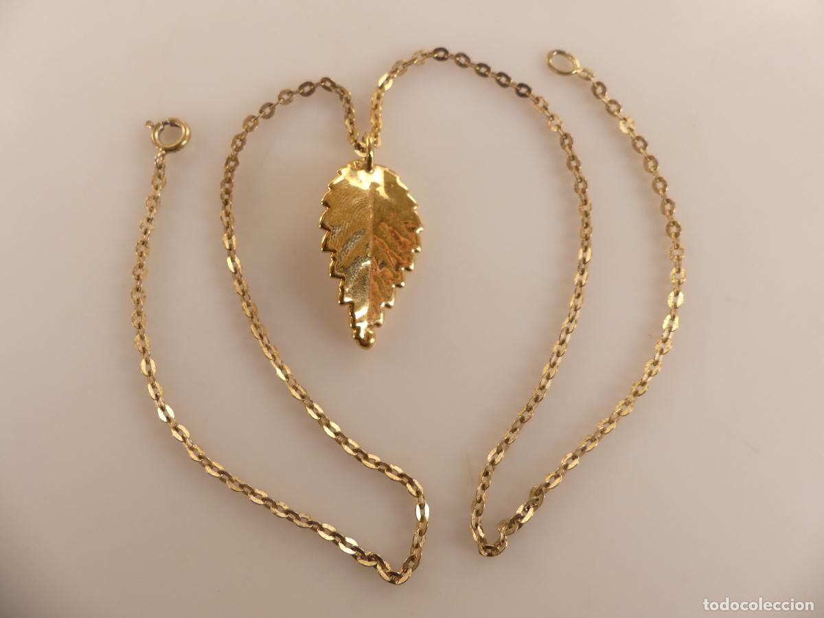 Joaillerie: Collar de Plata Dorada Colgante Hoja 4,83 gr