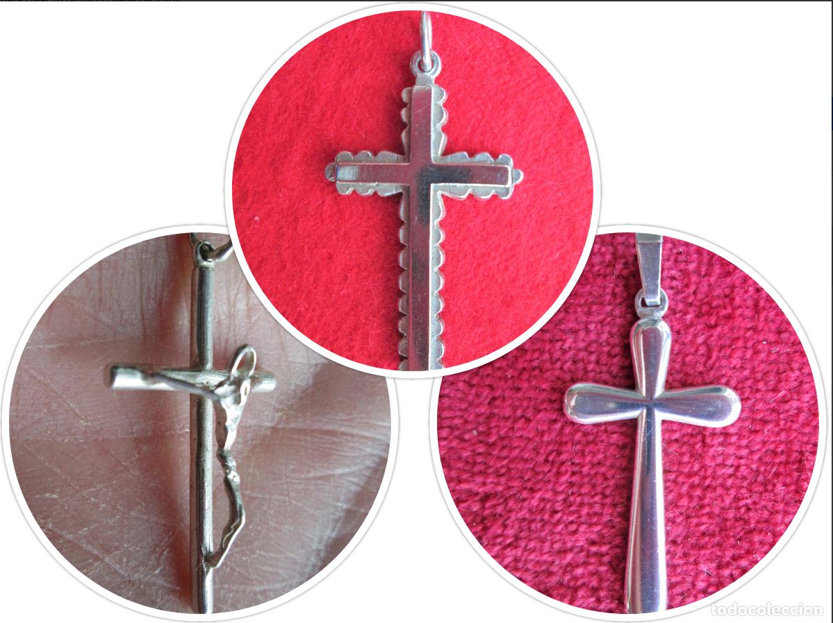 Joyeria: LOTE DE COLGANTES DE PLATA, CRUCES
