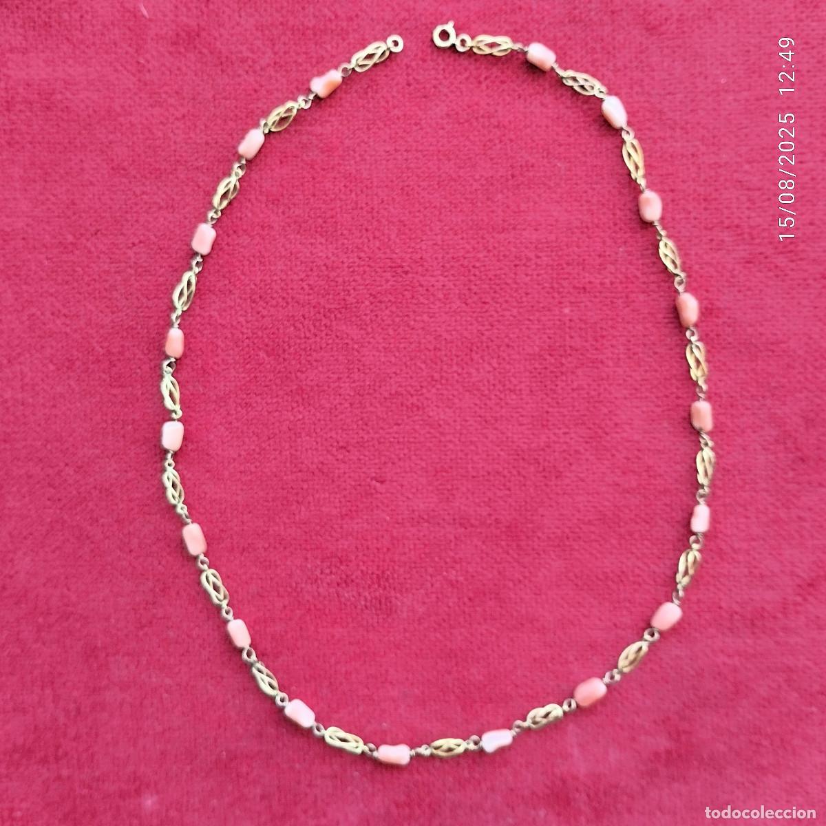 Joaillerie: GARGANTILLA EN ORO 14 K GOLD FILLED CON ABALORIOS ROJO CORAL - SIN ESTRENAR