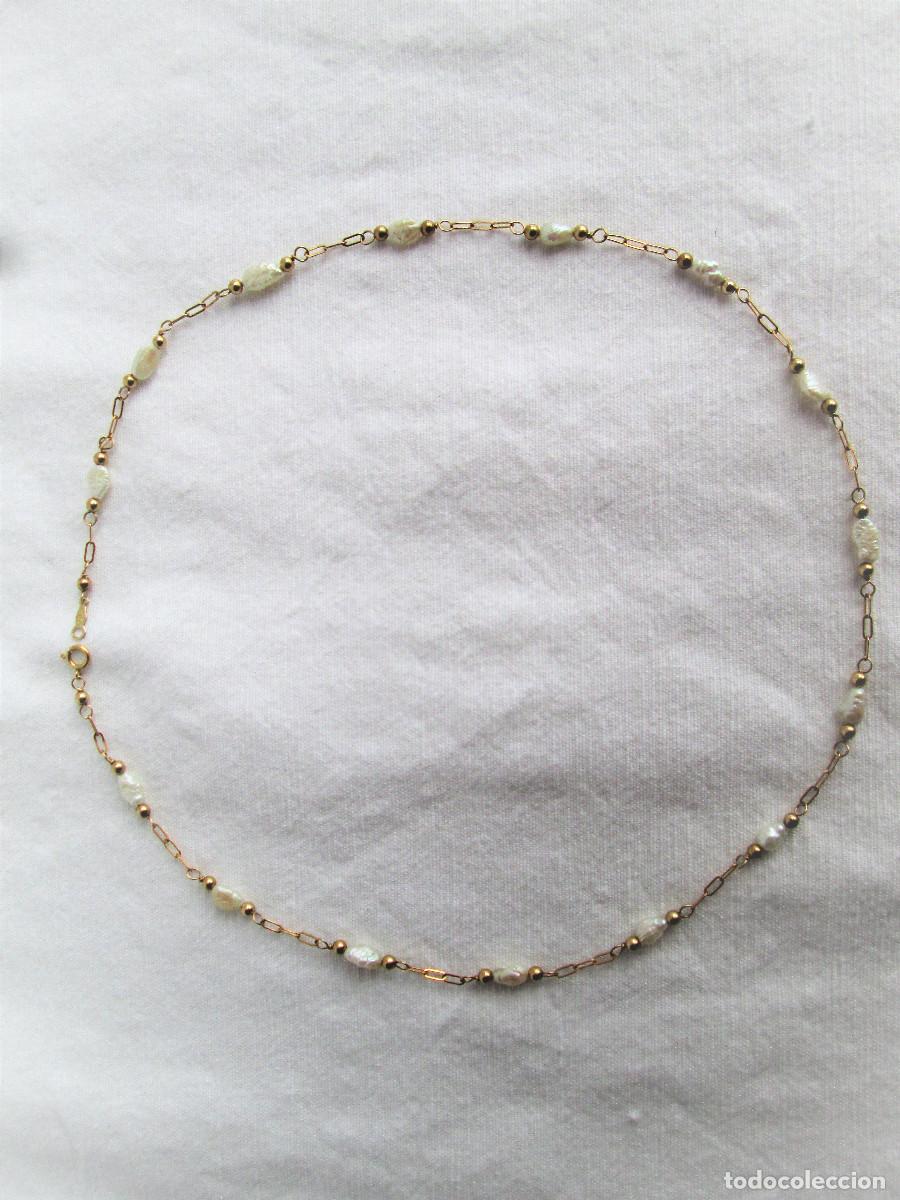 Gioielleria: GARGANTILLA EN ORO 14 K GOLD FILLED CON ABALORIOS DE PERLAS DE RIO - SIN ESTRENAR