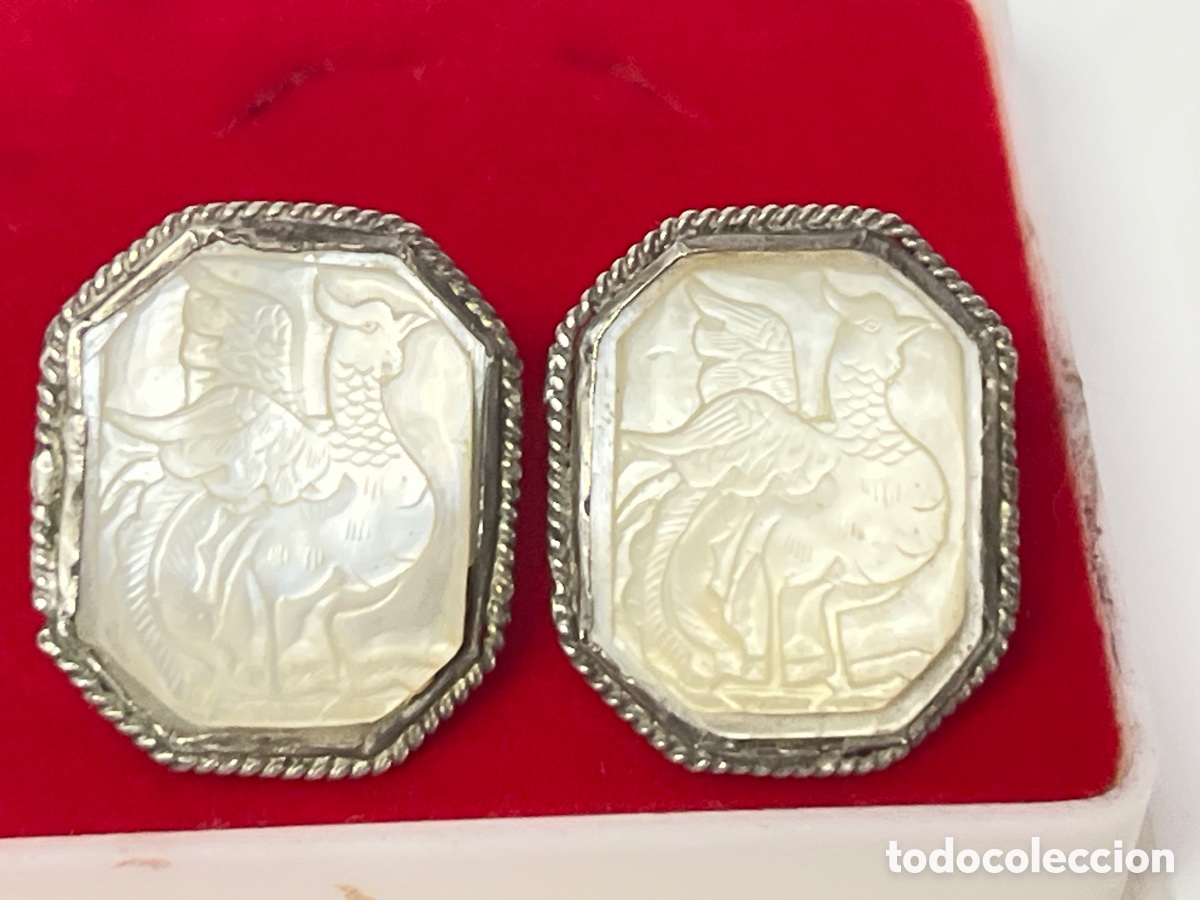 Joyeria: Pendientes de plata y n&aacute;car echo a mano P492