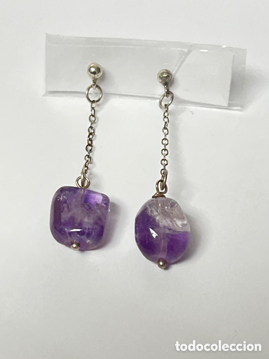 Joyeria: Pendientes de plata y fluorita morada / P492 - Foto 1