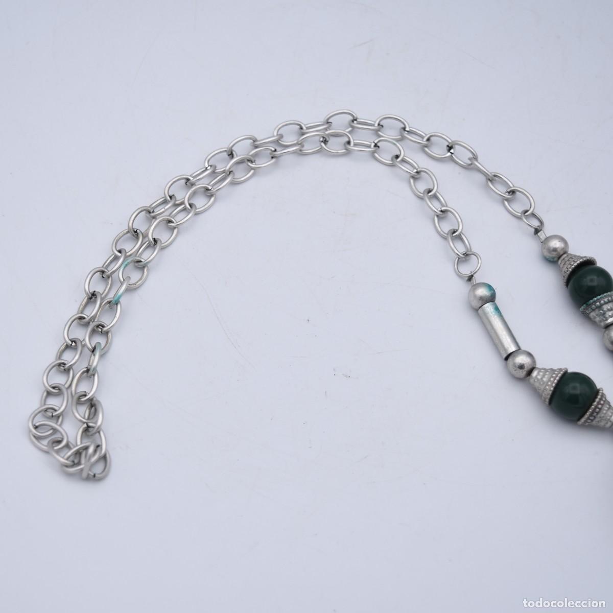 Joyeria: Collar plateado con incrustaciones de piedras verdes - Foto 5