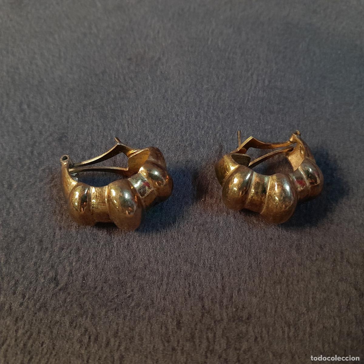 Joyeria: J-4504. PENDIENTES DE MEDIA CREA LOMBARDA DE PLATA VERMEIL. SIGLO XX