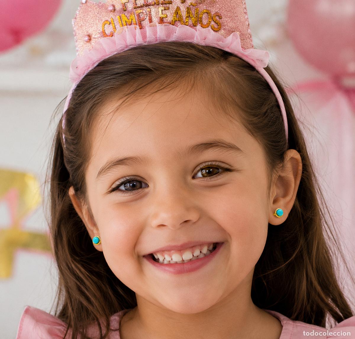 Joyeria: ORO 1&ordf; LEY 18 KT &middot; PENDIENTES CON DOSEL Y PEQUE&Ntilde;AS TURQUESAS &middot; DORMILONAS BEBE, NI&Ntilde;A.. JOYERIA 750