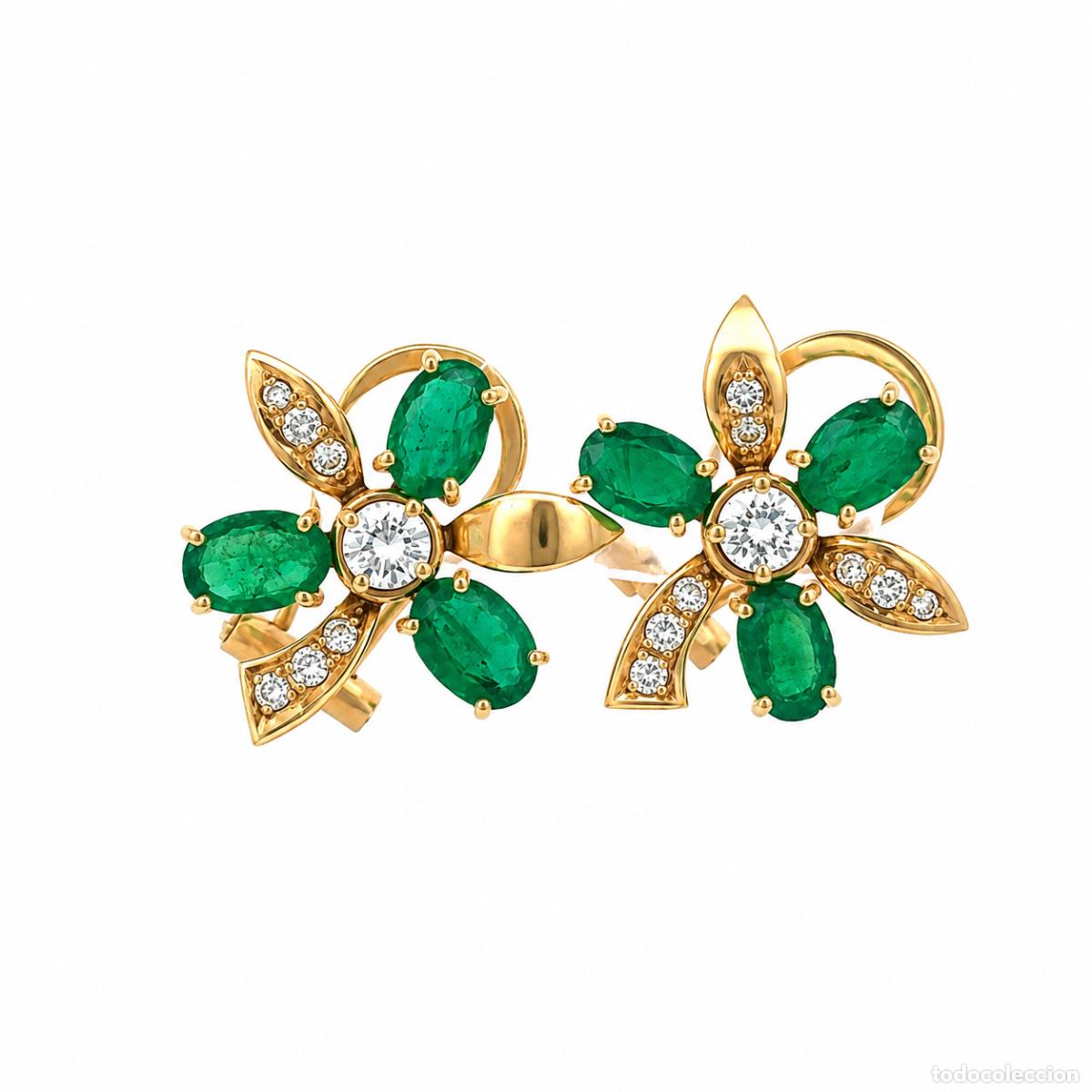 Joyeria: Pendientes Flor Imperial con Esmeraldas Colombianas y Diamantes