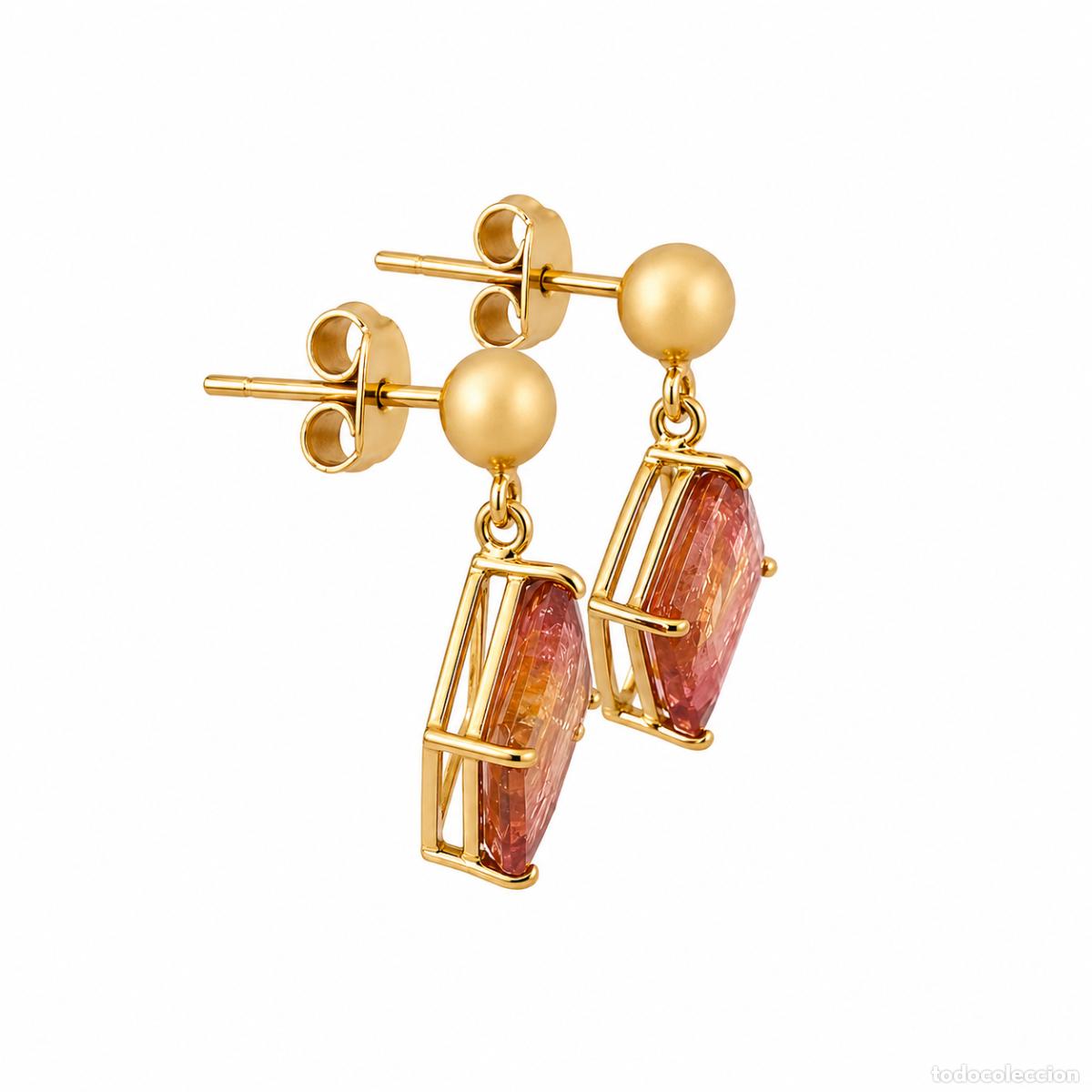 Joyeria: Pendientes de Oro con Turmalina Bicolor en Corte Geom&eacute;trico - Foto 2