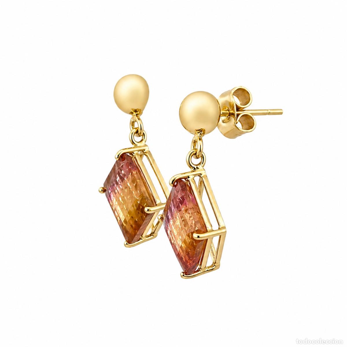 Joyeria: Pendientes de Oro con Turmalina Bicolor en Corte Geom&eacute;trico - Foto 4