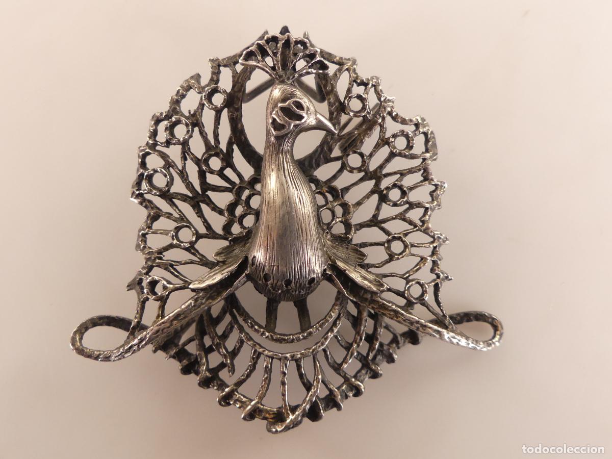 Jewelry: Broche Pavo Real Plata Antigua 12,27 gr.