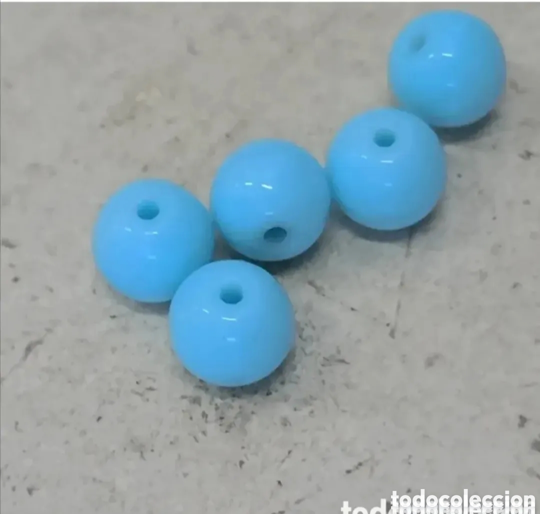 Schmuck: Antiguo paquete bola azul doble agujero 8mm granito precintado 1kg a&ntilde;os 70