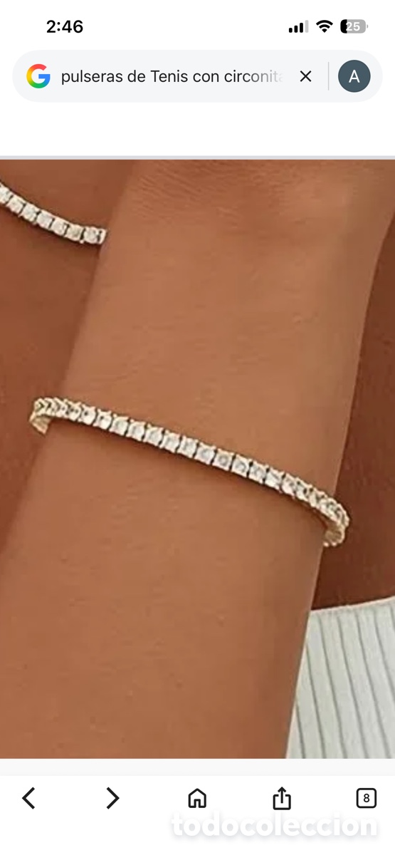 Joyeria: Pulsera &ldquo;tenis&rdquo; dorada con circonitas cuadradas
