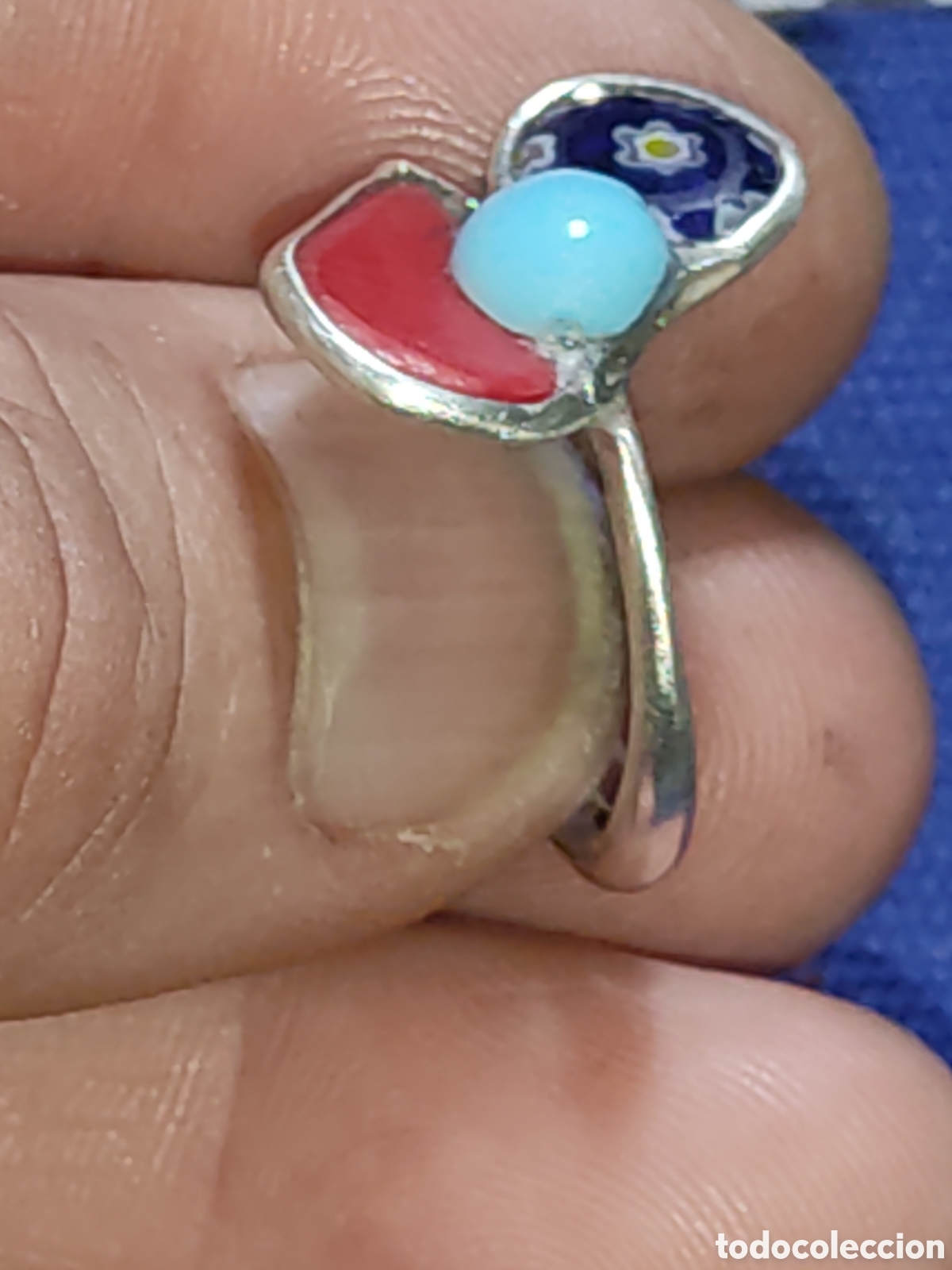 Joyeria: Anillo de plata contrastada ajustable con cristales de Murano m. - Foto 5