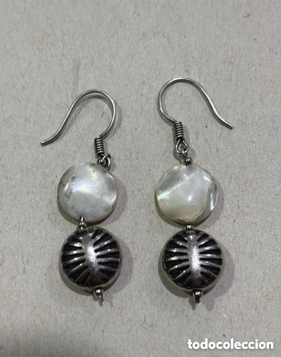 Joyeria: Pendientes plata de ley y n&aacute;car (A21) - Foto 2