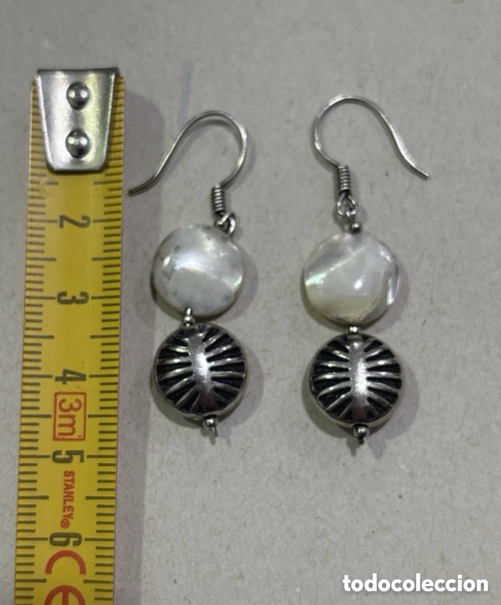 Joyeria: Pendientes plata de ley y n&aacute;car (A21) - Foto 3