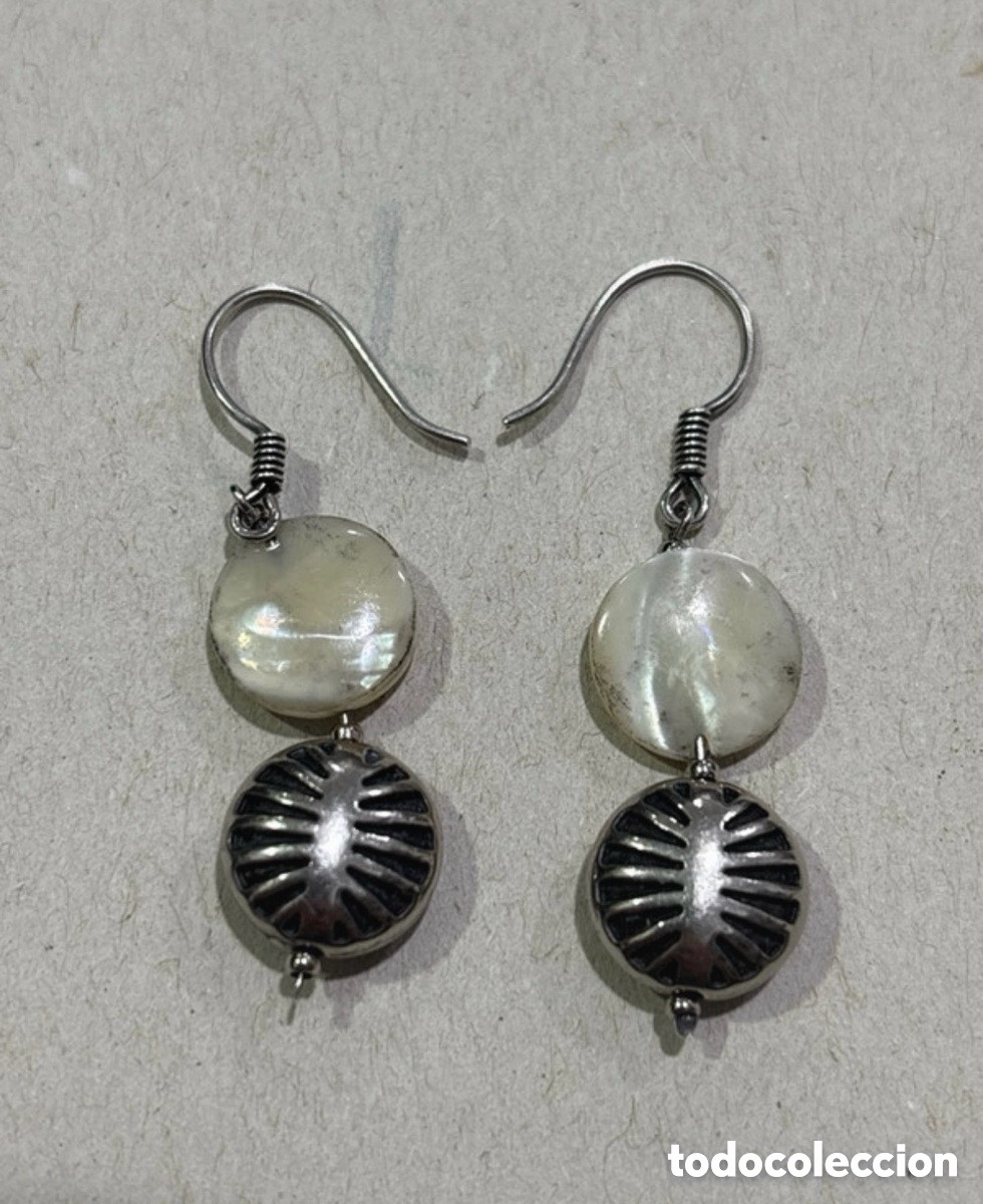 Joyeria: Pendientes plata de ley y n&aacute;car (A21)