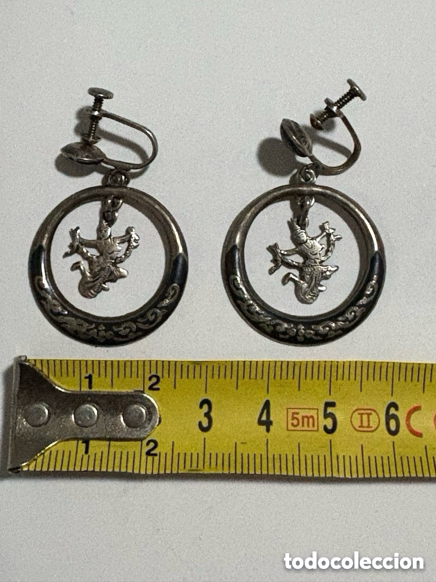 Joyeria: Pendientes de plata nielada, bailarinas tailandesas (A2) - Foto 2