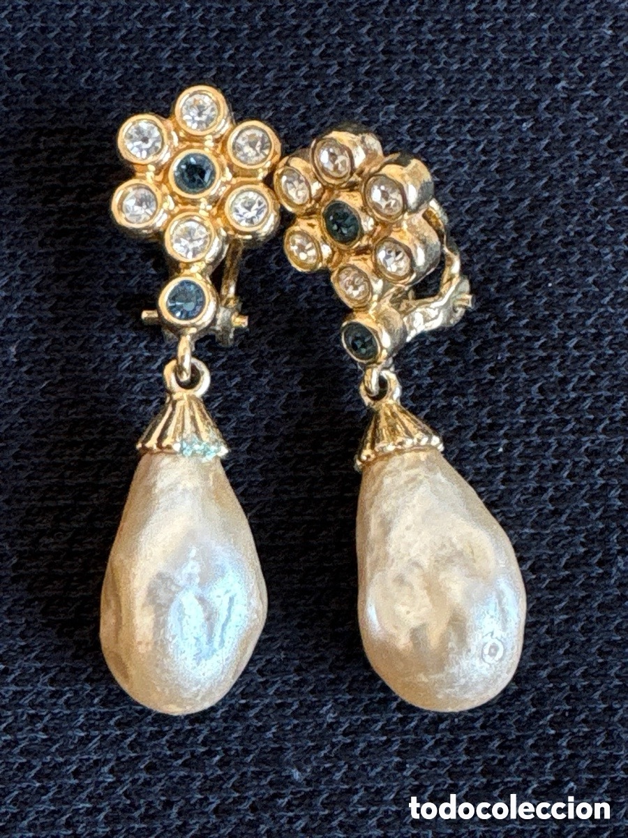 Schmuck: Antiguos pendientes con pedrer&iacute;a, bistuteria vintage (A16)