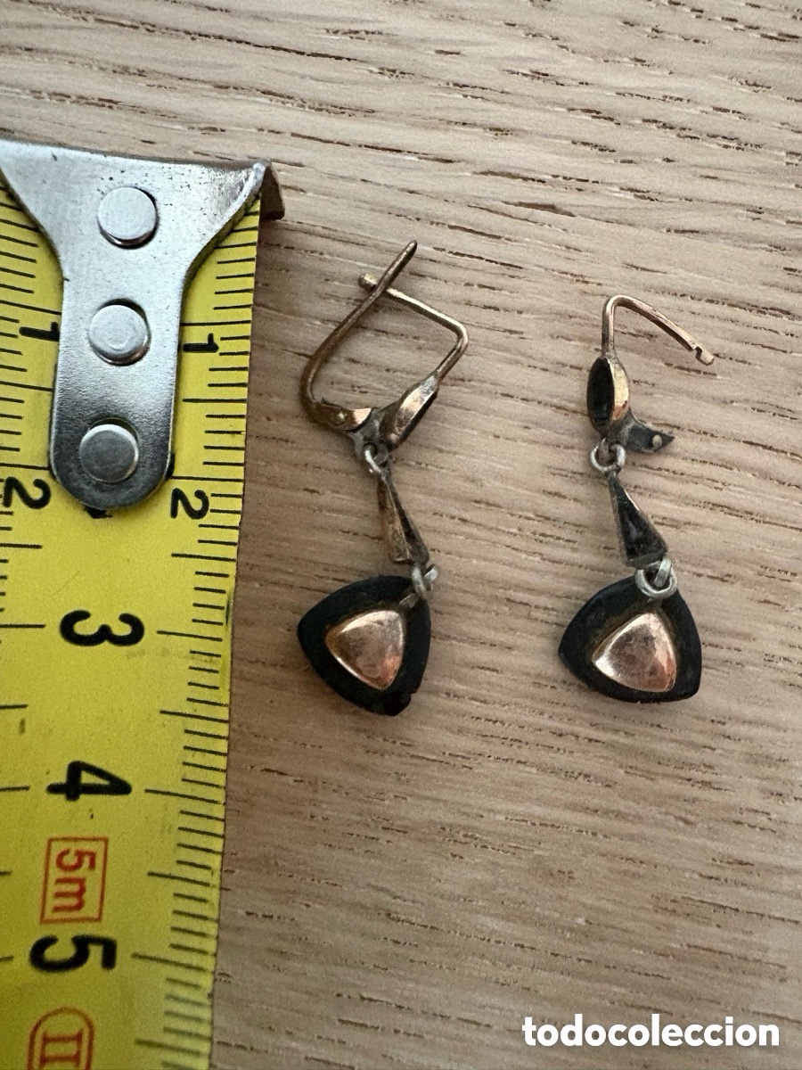 Joyeria: Antiguos pendientes con ba&ntilde;o de oro (A15) - Foto 2