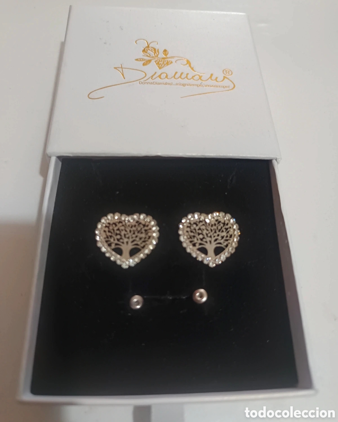 Joyeria: Orecchini Albero della Vita a Cuore in Acciaio e diamantil
