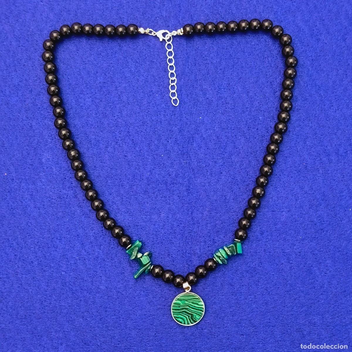 Joaillerie: COLLAR DE ONICE CON DIGET MALAQUITA Y ALPACA DORADA MED. 50 - 55 CMS
