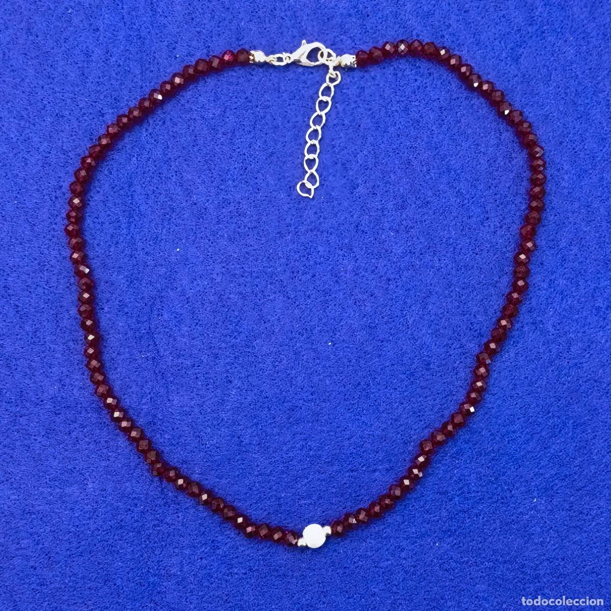Joalharia: GARGANTILLA GRANATES FACETADOS 4,5 MM CON MAJORICA.ALPACA PLATEADA.MED. 40 - 47 CMS