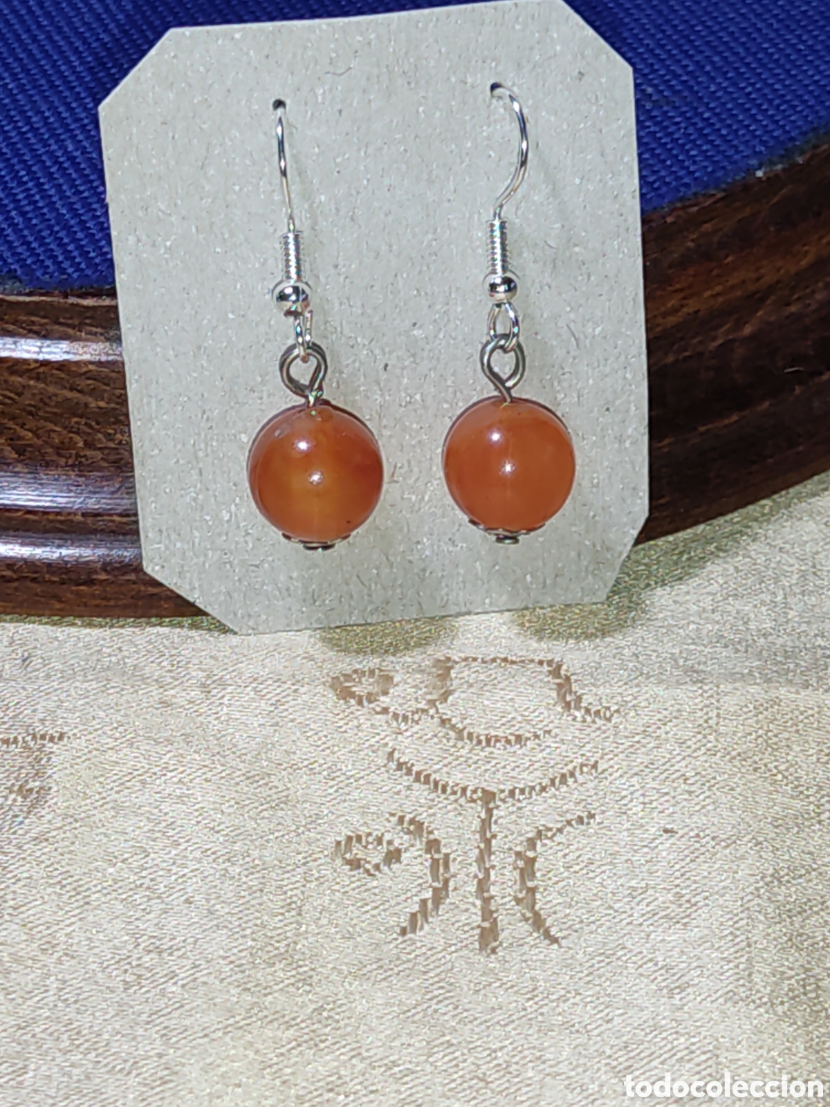 Joyeria: Pendientes con cuentas de &Aacute;gata.Vintage. - Foto 1