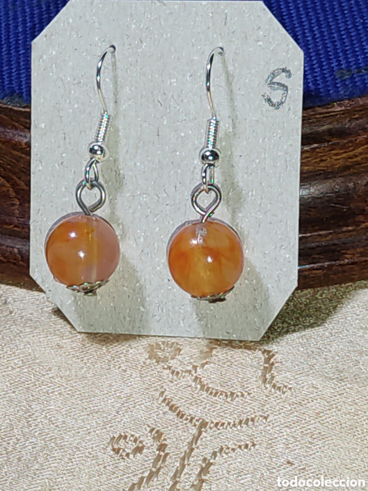 Joyeria: Pendientes con cuentas de &Aacute;gata.Vintage.*S* - Foto 2