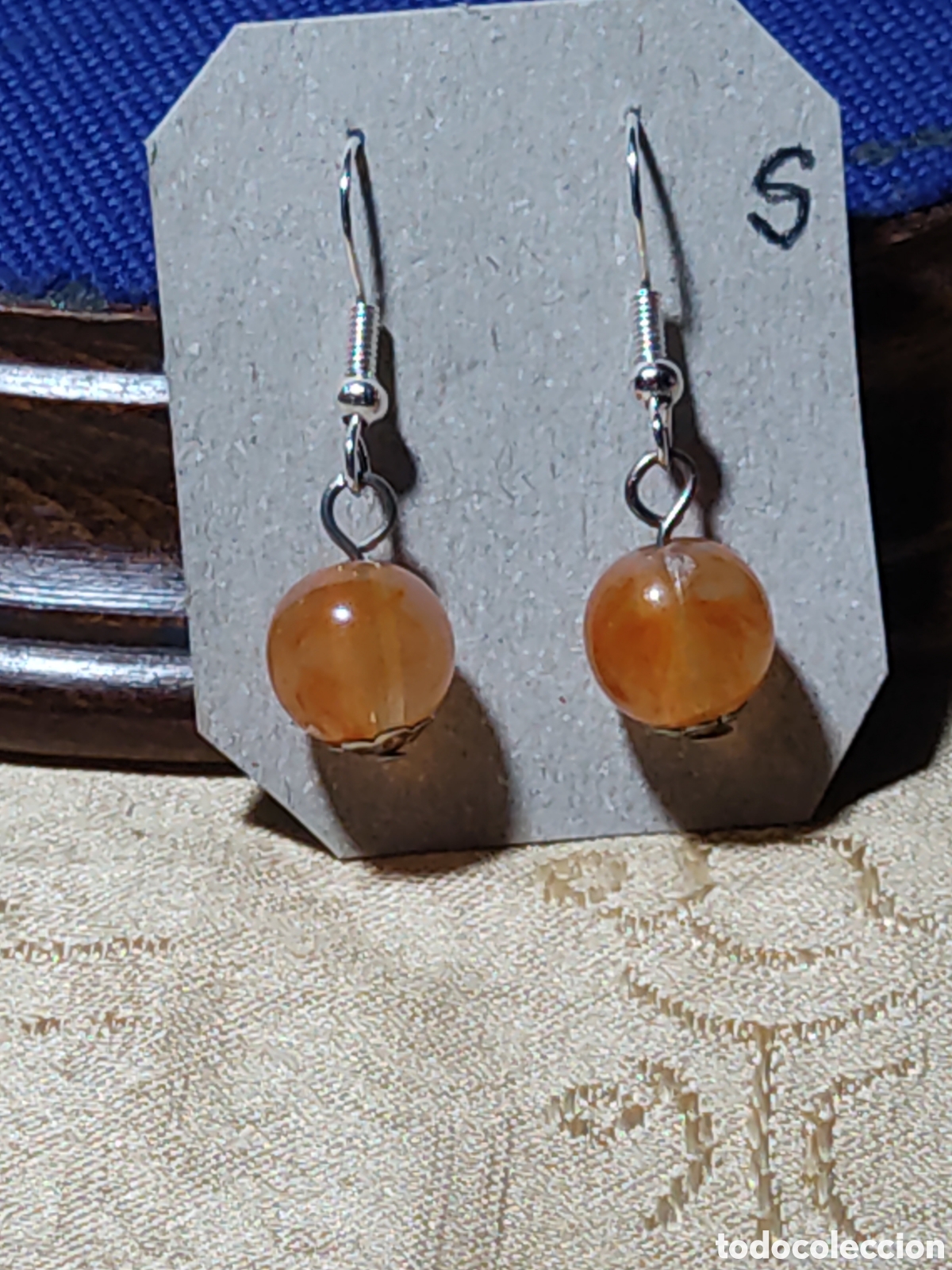 Joyeria: Pendientes con cuentas de &Aacute;gata.Vintage.*S* - Foto 1