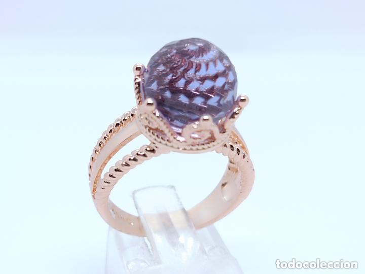 Joyeria: Espectacular anillo en oro de 14k original dise&ntilde;o con cristal austriaco facetado