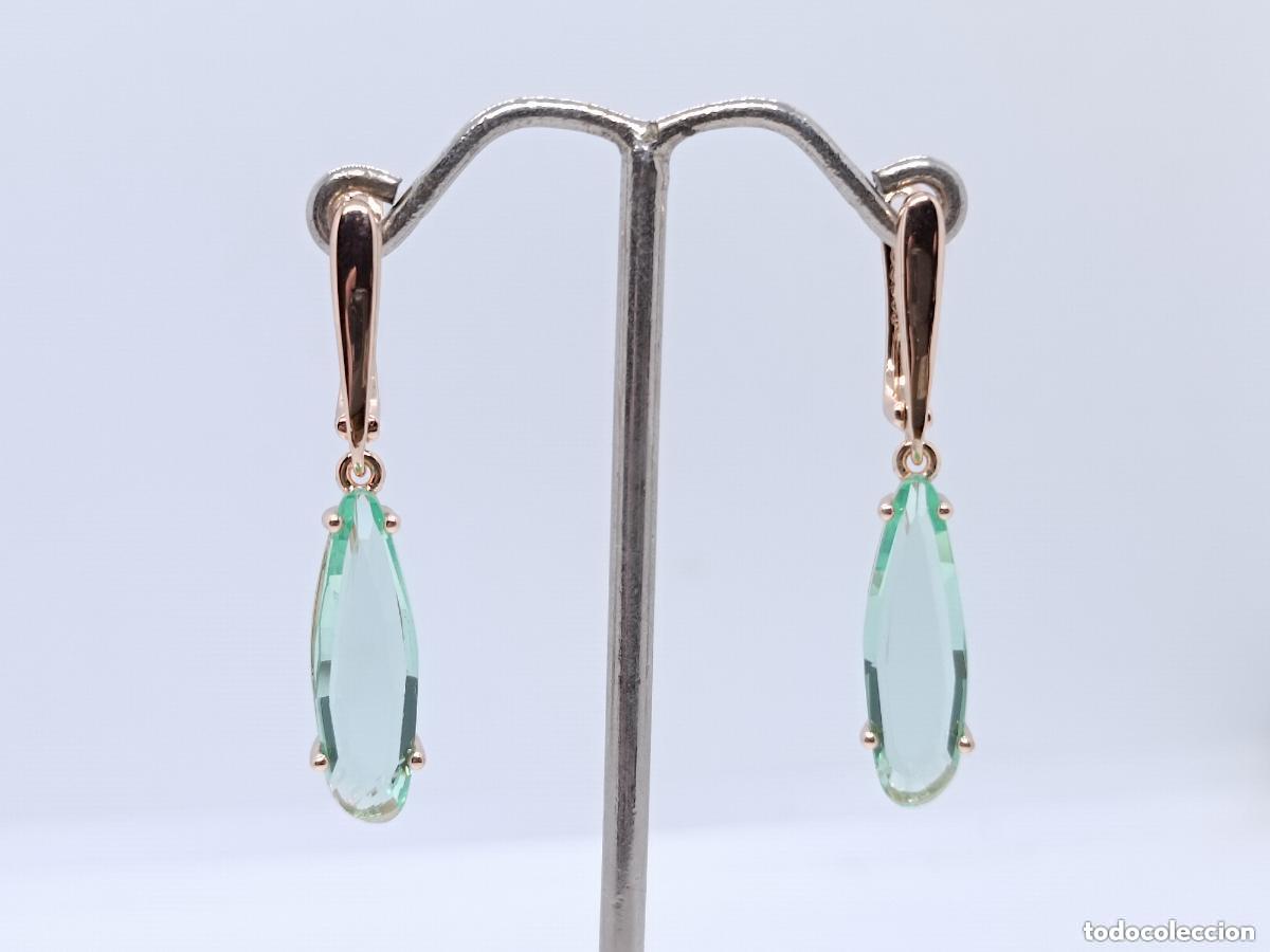 Schmuck: Elegantes pendientes en oro de 14k con aguamarinas talladas