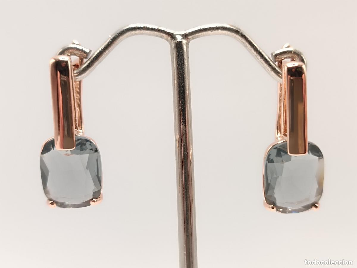 Schmuck: Elegantes pendientes de fiesta en oro con zafiros engastados