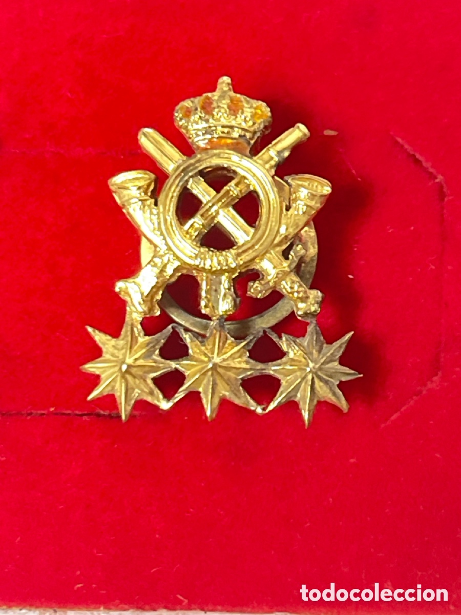 Joalharia: Pin emblema de infanteria antigua de solapa plata dorado /PIN23